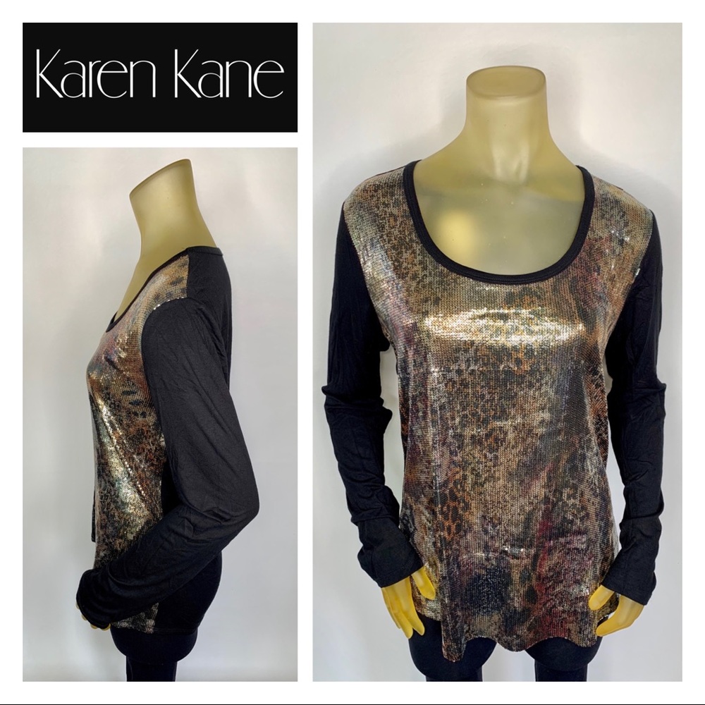 HOST PICK Sequin Shirt Top Blouse Shiny XL Black